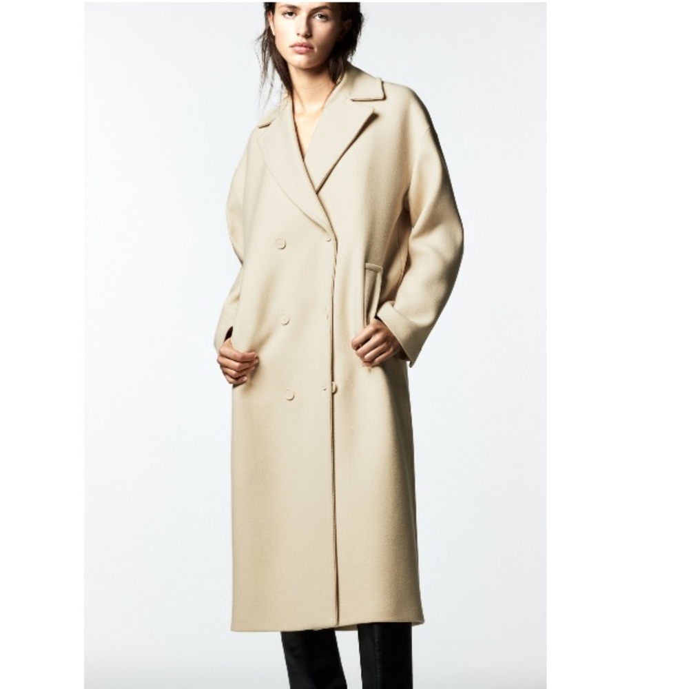 🔥NEW ZARA WOOL BLEND OVERSIZED COAT PASTEL YELLOW LIMITED EDITION fall style